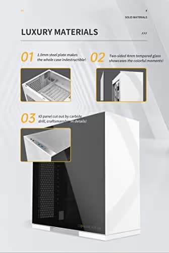 Geometric Future Model 8 ATX Mid Tower Black / White Tinted Tempered Glass Side Panel image