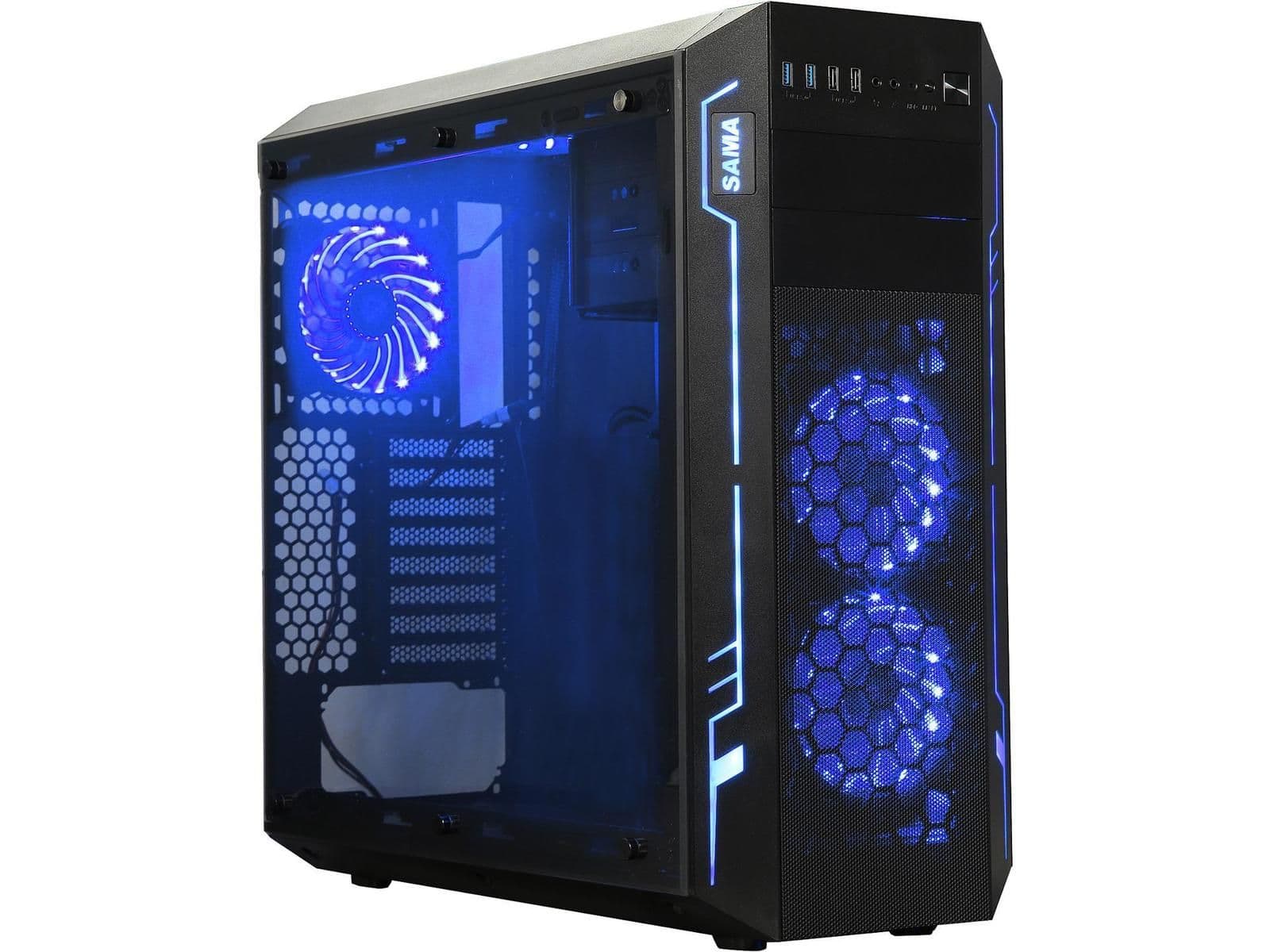 SAMA ARK ATX Full Tower Black / Blue with Tempered Glass Side Panel and USB 3.2 Gen 1 Type-A, USB 2.0 Type-A Front Panel image