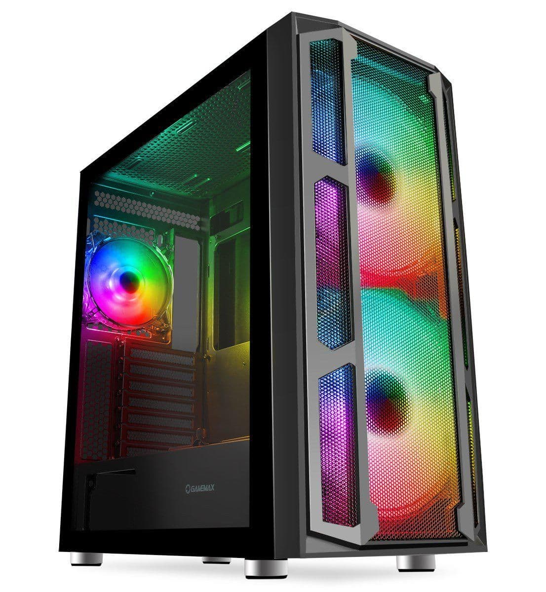 GameMax F15M ATX Mid Tower Black with Mesh, Tempered Glass Side Panel, and USB 3.2 Gen 1 Type-A USB 2.0 Type-A main image
