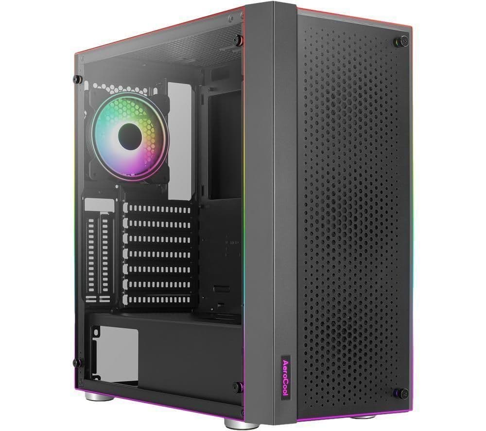 Aerocool Skribble ATX Mid Tower Black with Tempered Glass Side Panel and USB 3.2 Gen 1 Type-A Front Panel main image