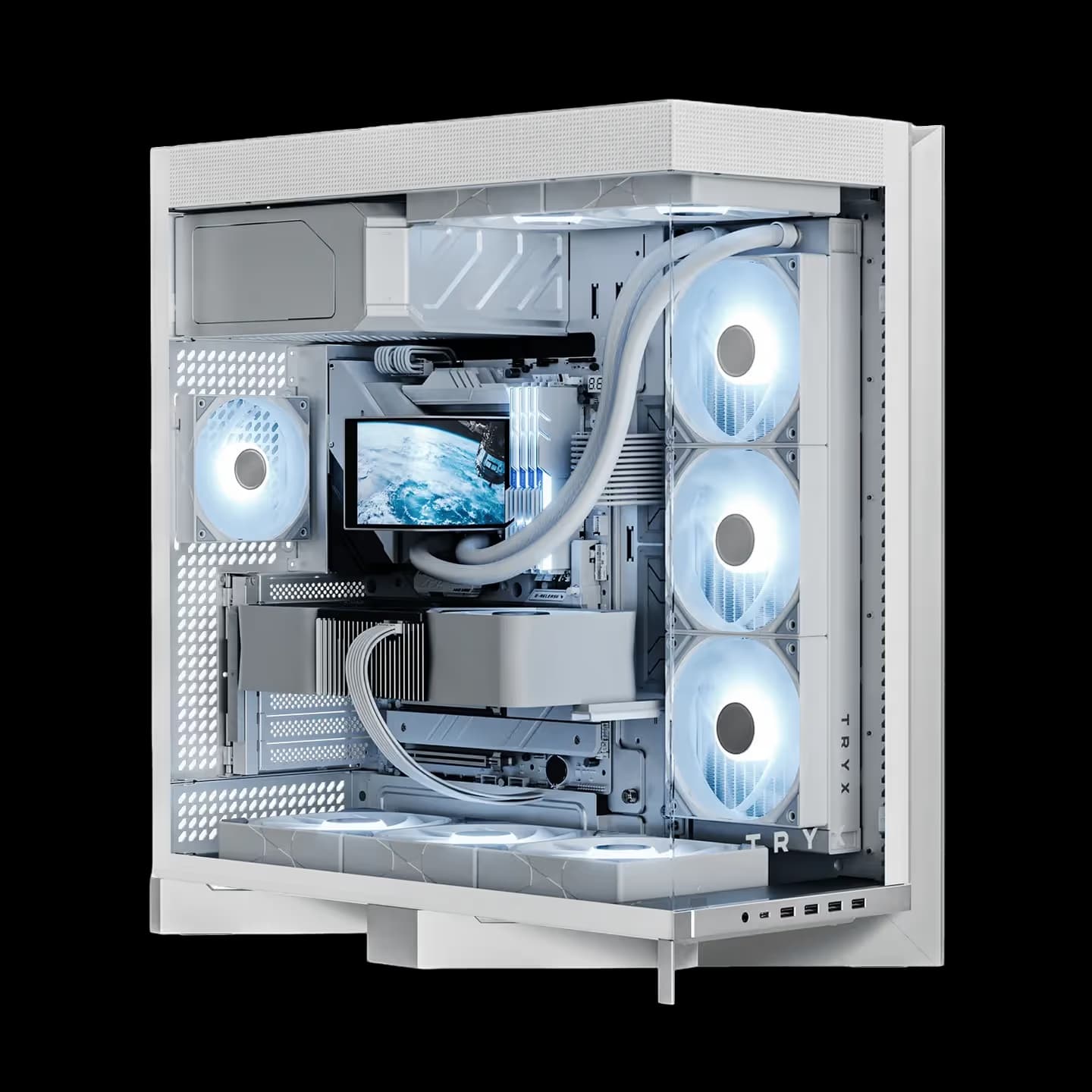 TRYX LUCA L70 White ATX PC Case Panoramic Glass with Front Panel ATX Case Top Mount PSU White image