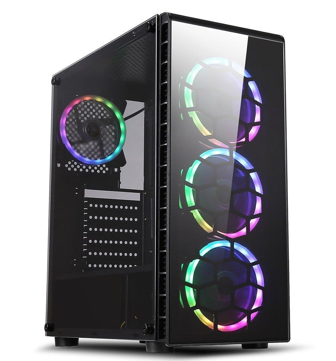 CiT RAIDER ATX Mid Tower Black Tempered Glass RGB image