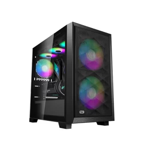 PC Cooler CPS C3D310 Micro ATX Mid Tower Black with ARGB, Tempered Glass Side Panel, and USB 3.2 Gen 1 Type-A image