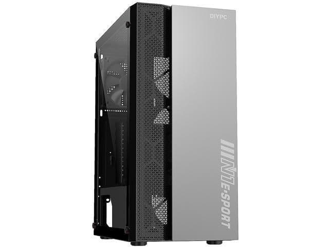 DIYPC DIY-S08 ATX Mid Tower Gray / Black Tempered Glass Side Panel and USB 3.2 Gen 1 Type-A USB 2.0 Type-A main image