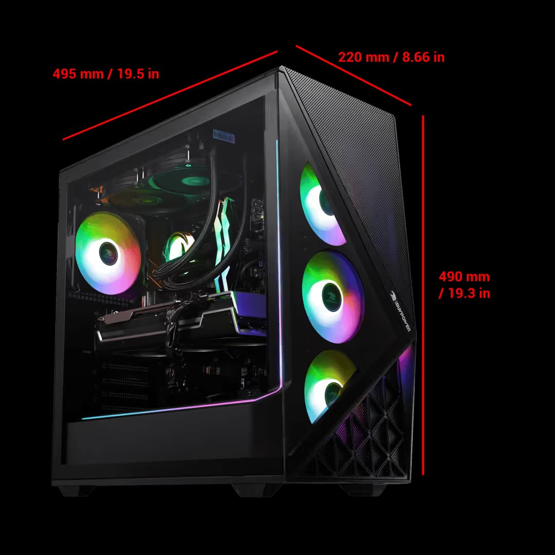 iBuypower Slate 9 Mesh ATX Mid Tower Black with Mesh, Tempered Glass Side Panel image