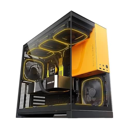 Geometric Future Model 5 ATX Mid Tower Black/Yellow Fanless, Tempered Glass Side Panel main image