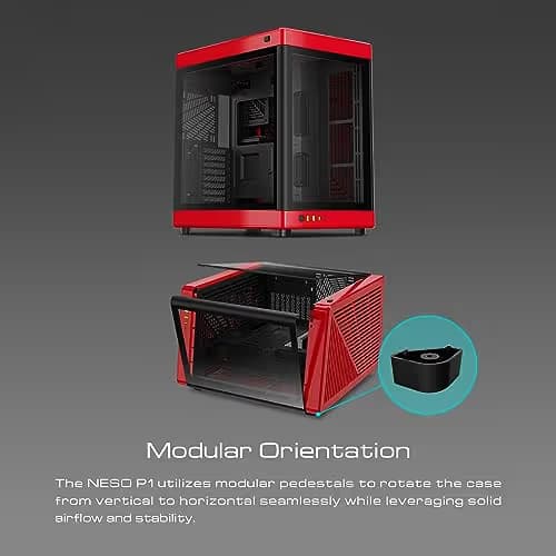 GAMDIAS NESO P1 ATX Full Tower Black / Red with Tempered Glass Side Panel and USB 3.2 Gen 2 Type-C, USB 3.2 Gen 1 Type-A image