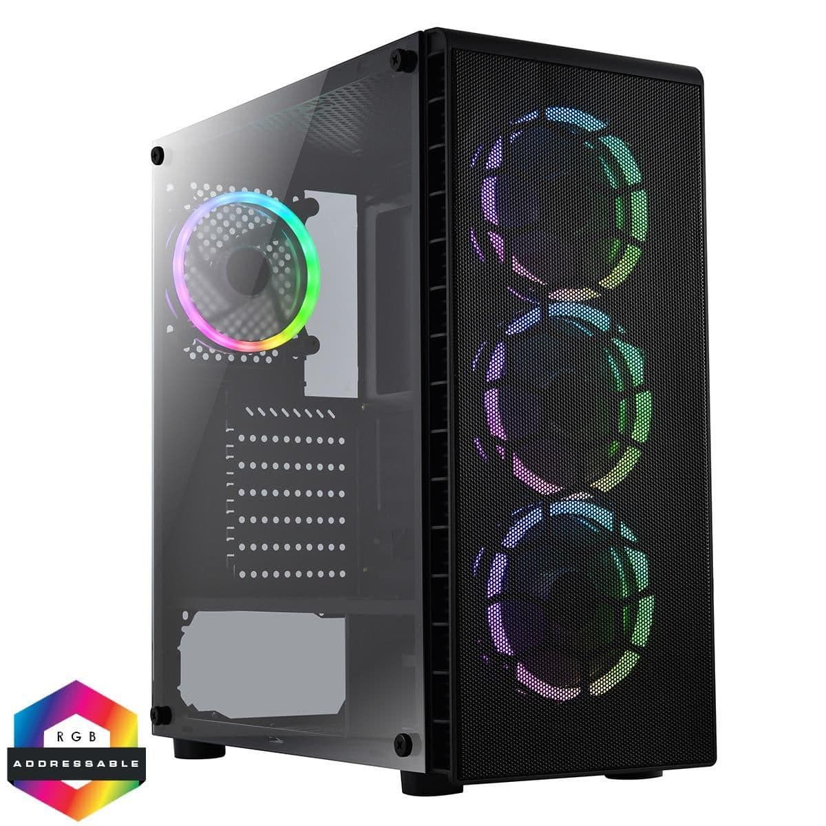 CiT Raider AIR ATX Mid Tower Black with Tempered Glass Side Panel and USB 3.2 Gen 1 Type-A USB 2.0 Type-A main image