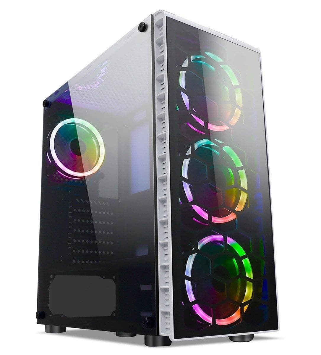 CiT Raider RGB ATX Mid Tower White / Black Tempered Glass image