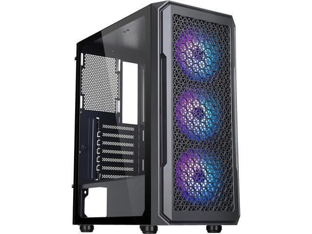 DIYPC S3-BK-ARGB ATX Mid Tower Black Tempered Glass Side Panel image