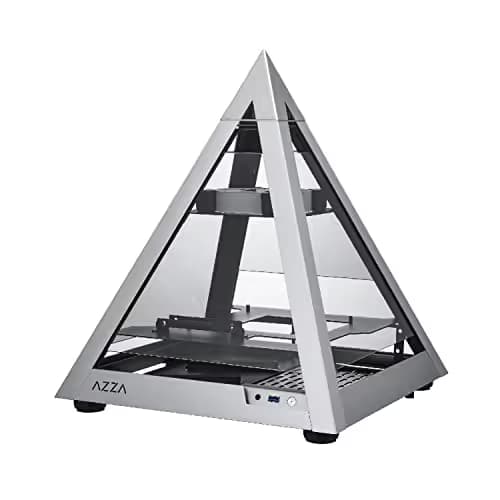 Azza Pyramid Mini 806 Mini-ITX Tower Silver / Black with Tempered Glass Side Panel and USB 3.2 Gen 1 Type-A main image