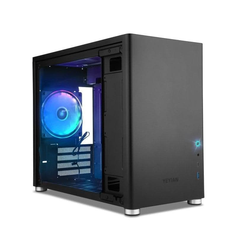 YEYIAN Hussar Micro ATX Mini Tower Black with Tempered Glass Side Panel and USB 3.2 Gen 1 Type-A image