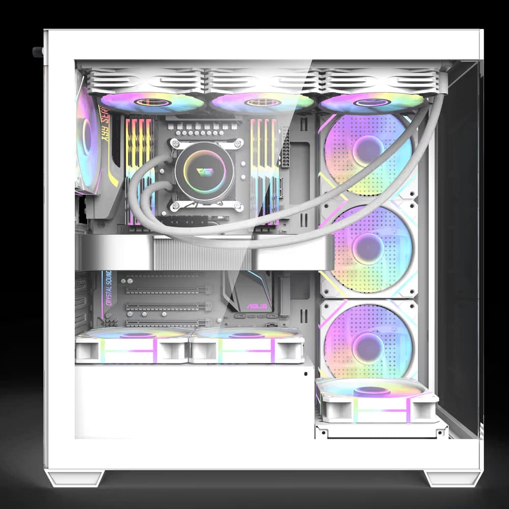 darkFlash DS900 ATX Mid Tower White Tempered Glass Side Panel image