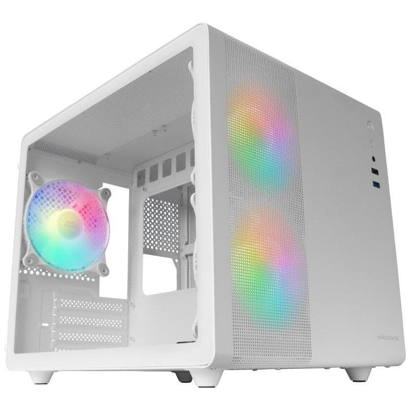 Mars Gaming MC-400 Micro ATX Mini Tower White with Tempered Glass Side Panel and USB 3.2 Gen 1 Type-A main image
