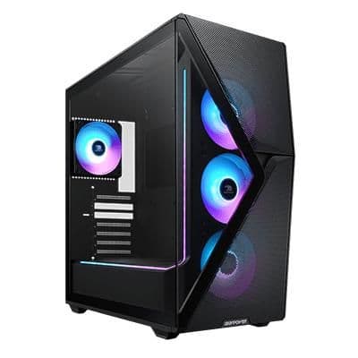 iBuypower Slate 8 Mesh Pro ARGB ATX Mid Tower Black Tempered Glass Side Panel, USB 3.2 Gen 2 Type-C, USB 3.2 Gen 1 Type-A image