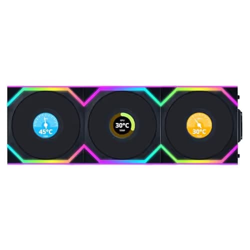 Lian Li UNI FAN SL Wireless LCD 120mm Black Addressable RGB PWM 51.45 CFM Reverse 3-Pack image