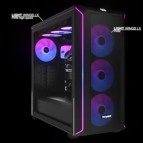 be quiet! Light Wings LX 140mm Addressable RGB PWM 75.5 CFM White 3-Pack image
