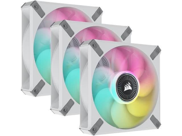 Corsair iCUE ML120 120mm White / Gray RGB ELITE Premium 58.1 CFM PWM 3-Pack main image