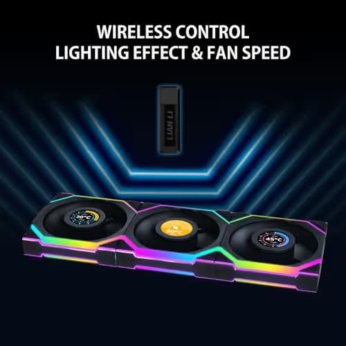 Lian Li UNI FAN SL 120mm Black Wireless LCD 50.08 CFM PWM Addressable RGB 3-Pack image