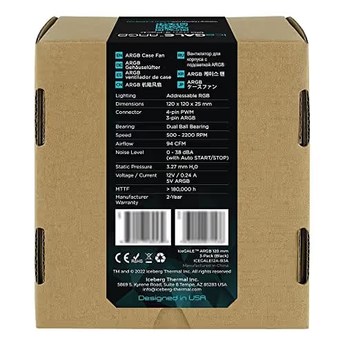 Iceberg Thermal IceGALE 120mm Black / Teal ARGB PWM 94 CFM 3-Pack image