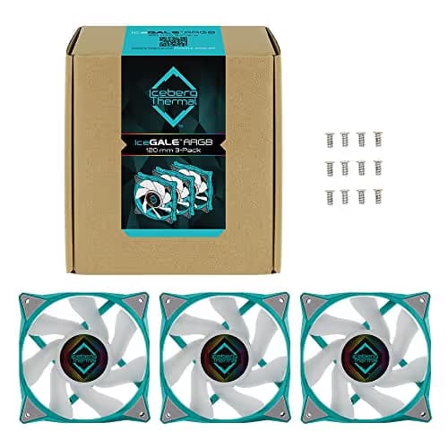 Iceberg Thermal IceGALE 120mm Teal / White ARGB PWM 94 CFM 3-Pack image