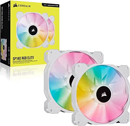 Corsair iCUE SP140 RGB Elite 140mm White RGB PWM 68.11 CFM 2-Pack image