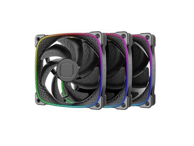 Geometric Future Squama 2503 120mm Black PWM Addressable RGB 69.11 CFM 3-Pack image
