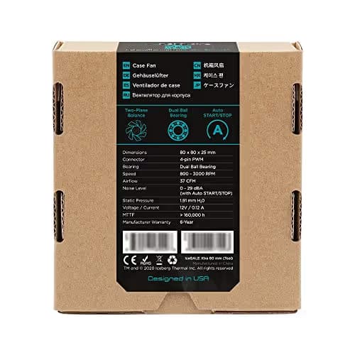 Iceberg Thermal IceGALE Xtra 80mm Teal / White 37 CFM PWM 1-Pack image