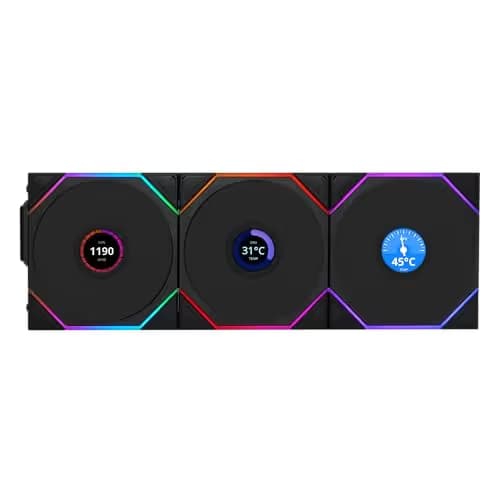 Lian Li UNI FAN TL LCD Wireless 120mm Black Addressable RGB PWM 3-Pack image
