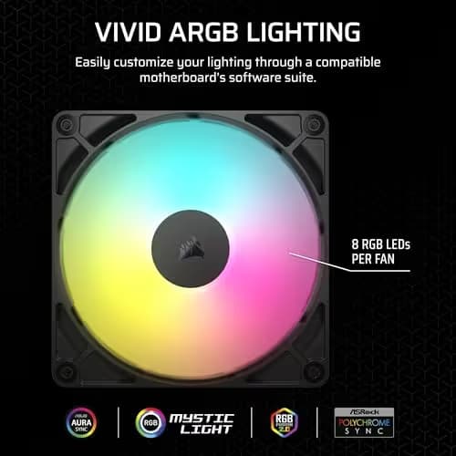 Corsair RS140 140mm Black Addressable RGB PWM 95.5 CFM image
