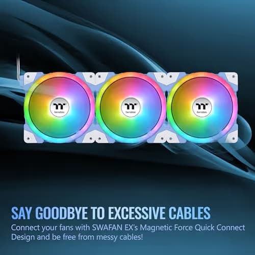 Thermaltake SWAFAN EX14 140mm ARGB PWM 81.6 CFM Blue / White 3-Pack image
