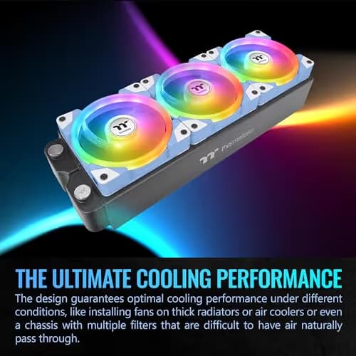 Thermaltake SWAFAN EX14 140mm ARGB PWM 81.6 CFM Blue / White 3-Pack image