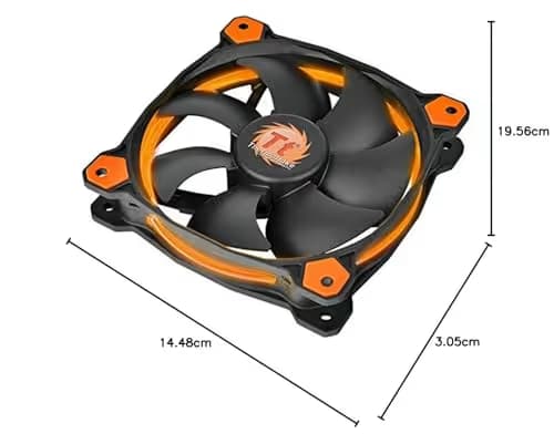 Thermaltake Riing 140mm 51.15 CFM Orange LED Black / Orange 1-Pack image