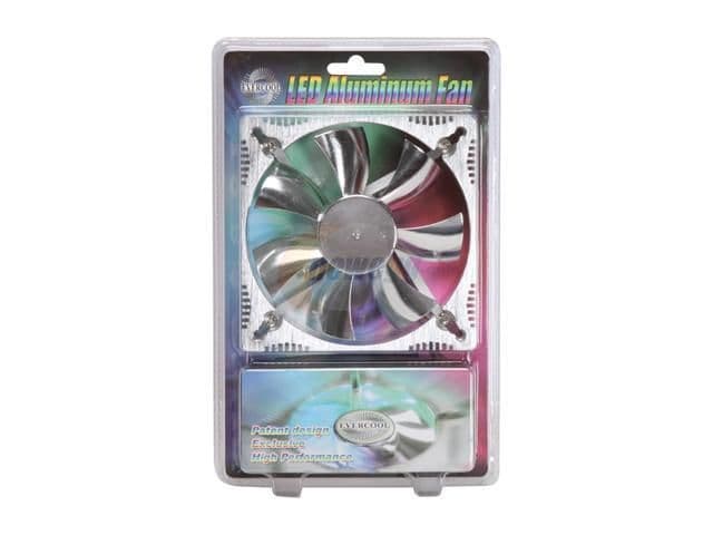 Evercool FAN-ALED12025B 120mm Silver Multicolor LED 79.2 CFM 1-Pack image