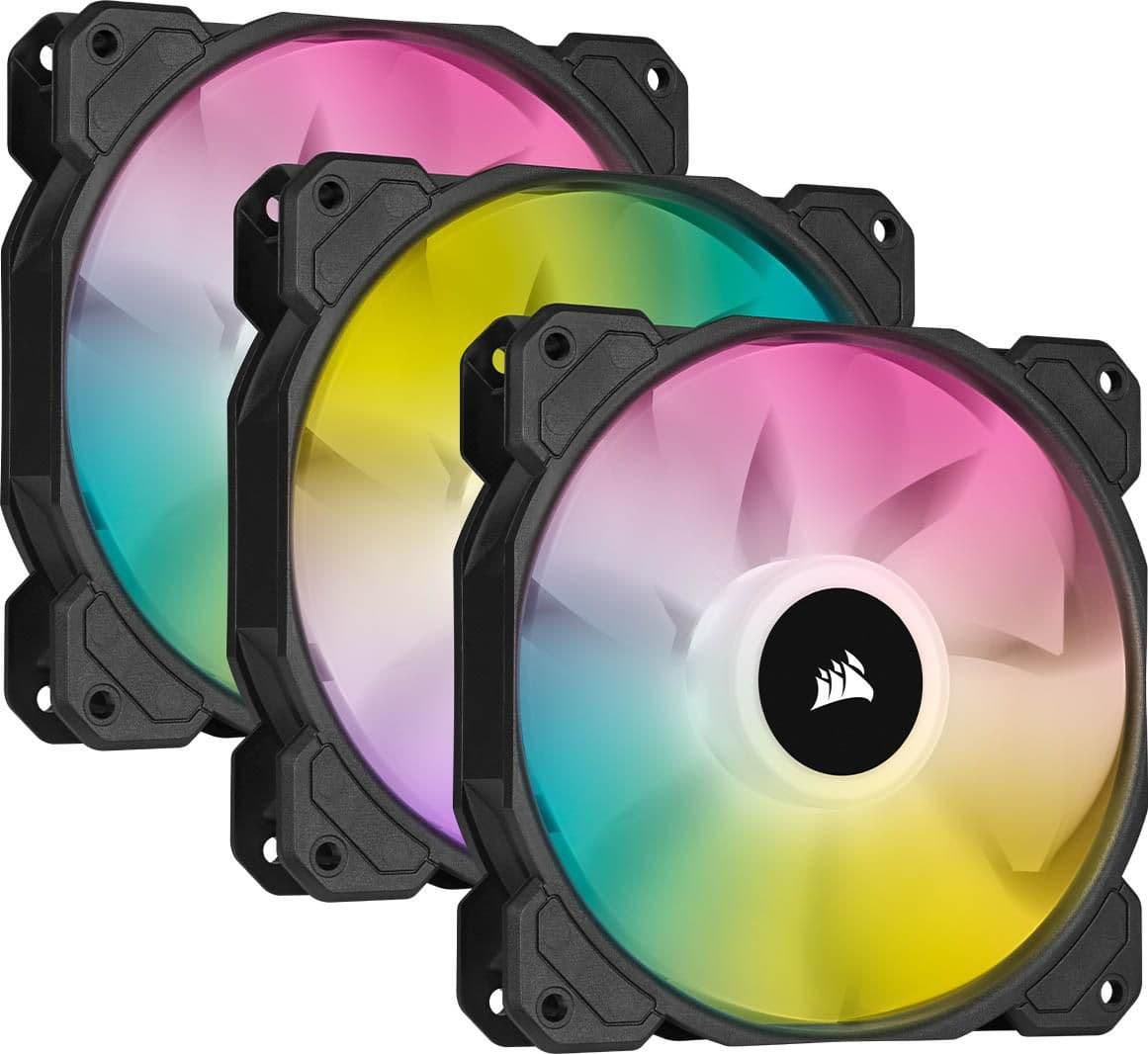 Corsair iCUE SP120 RGB ELITE 120mm Addressable RGB PWM 47.7 CFM Black 3-Pack main image
