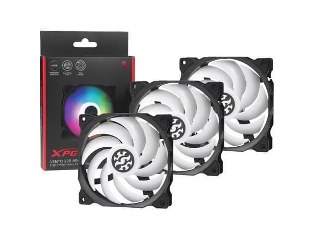 ADATA Vento 120mm 45.3 CFM Addressable RGB Black / White 3-Pack image