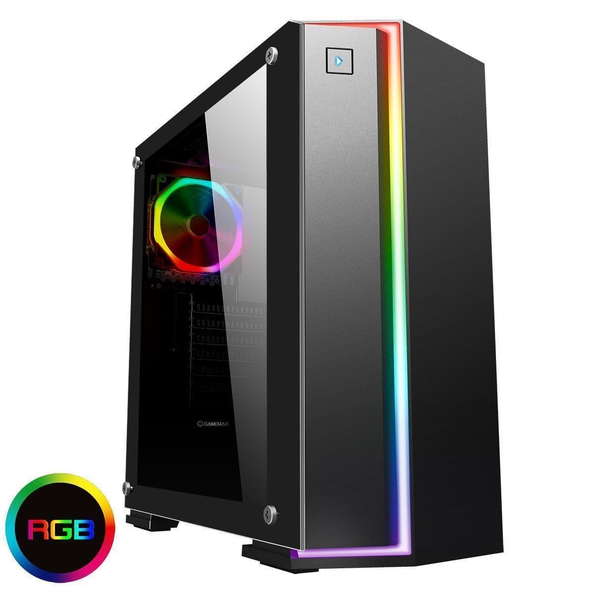 GameMax Starlight ATX Mid Tower Black RGB Tempered Glass Side Panel main image