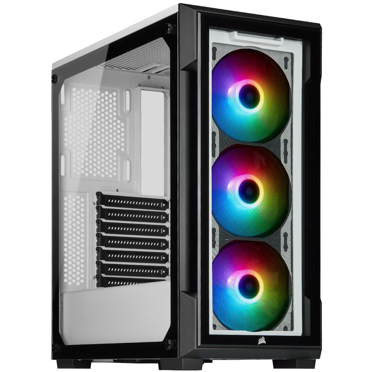 Corsair iCUE 220T RGB ATX Mid Tower White / Black Tempered Glass Side Panel image