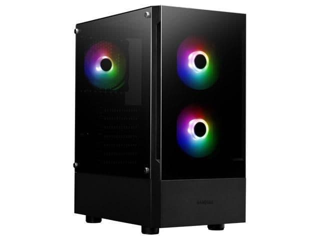 GAMDIAS TALOS E3 ATX Mid Tower Black Tempered Glass Side Panel, USB 3.2 Gen 1 Type-A & USB 2.0 Type-A Front Panel image