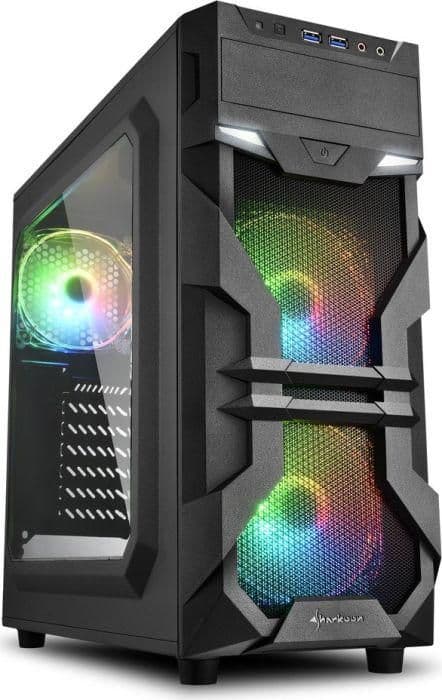SHARKOON VG7-W RGB ATX Mid Tower Black with Acrylic Side Panel and USB 3.2 Gen 1 Type-A image