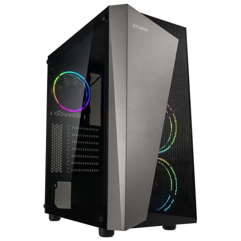 Zalman S4 Plus ATX Mid Tower Black with Tinted Acrylic Side Panel and USB 3.2 Gen 1 Type-A, USB 2.0 Type-A main image