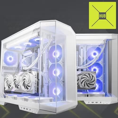 MSI MAG PANO 100R PZ ATX Mid Tower White Tempered Glass Side Panel and USB 3.2 Gen 2 Type-C USB 3.2 Gen 1 Type-A image