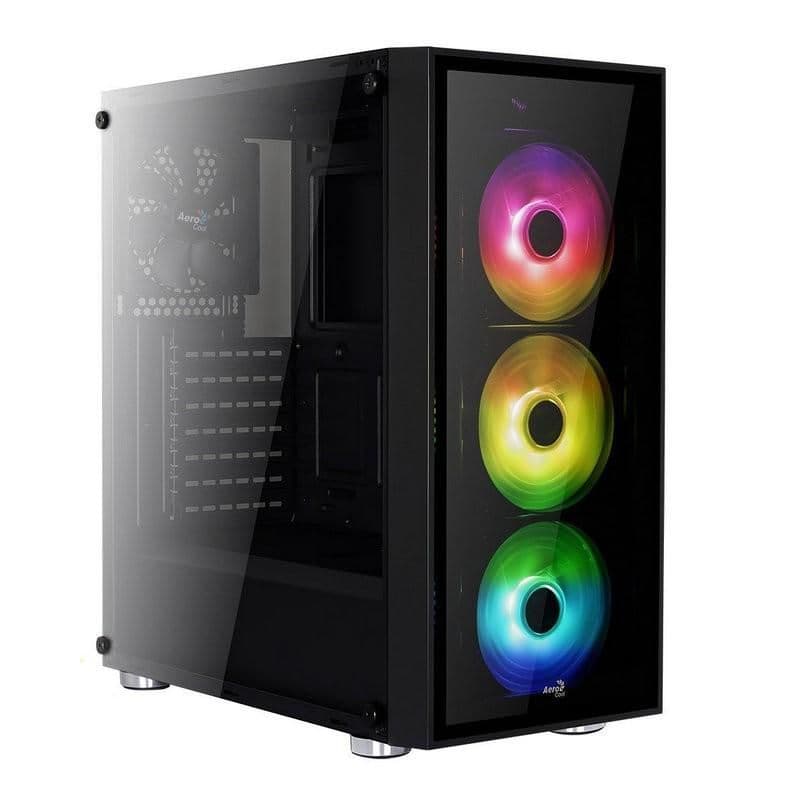 Aerocool Quartz ATX Mid Tower Black RGB Tempered Glass Side Panel image
