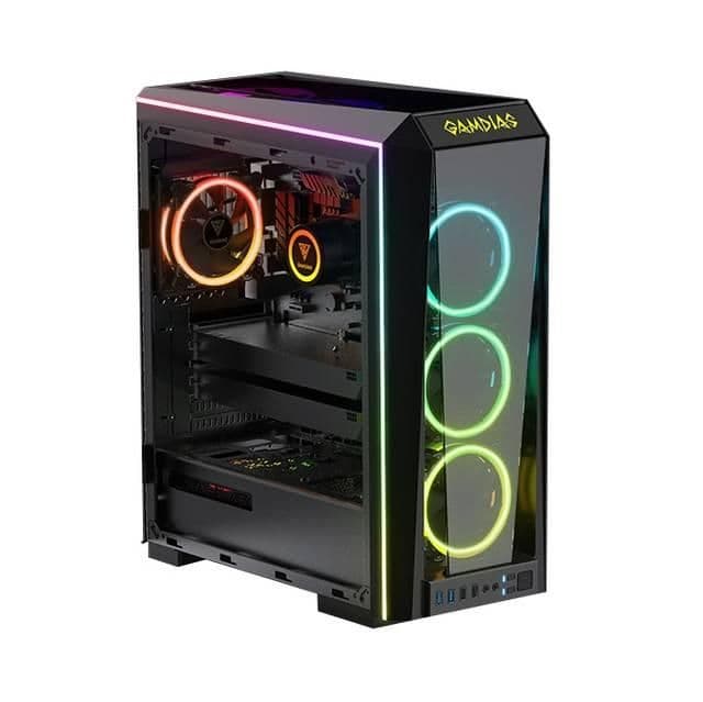 GAMDIAS Talos P1 ATX Mid Tower Black with Tempered Glass Side Panel and USB 3.2 Gen 1 Type-A USB 2.0 Type-A image