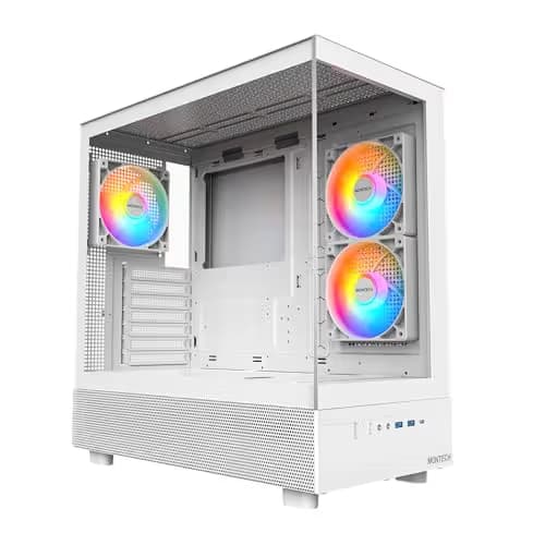 MONTECH XR Panoramic High Airflow ATX PC Case, 3 ARGB PWM Fans, White main image