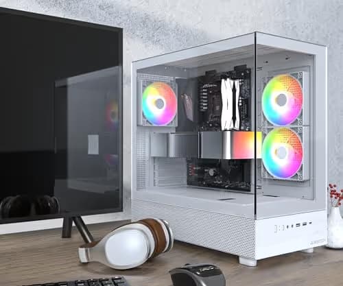MONTECH XR Panoramic High Airflow ATX PC Case, 3 ARGB PWM Fans, White image