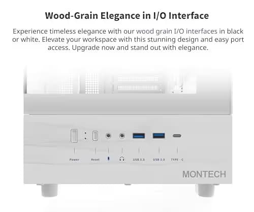 MONTECH XR Panoramic High Airflow ATX PC Case, 3 ARGB PWM Fans, White image