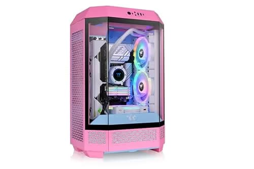 Thermaltake The Tower 300 MicroATX Mini Tower Tempered Glass Side Panel - Bubble Pink image