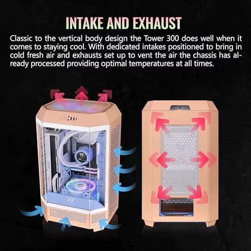 Thermaltake The Tower 300 MicroATX Mini Tower Tempered Glass Side Panel - Peach Fuzz image