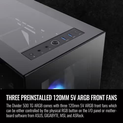 Thermaltake Divider 500 ATX Mid Tower Black TG ARGB, Tempered Glass Side Panel image